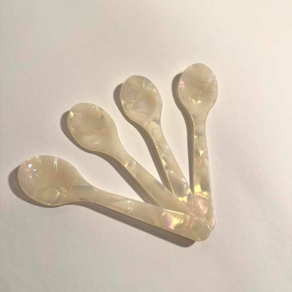 Acrylic Spoon Set in Mother of Pearl color - 4 pieces