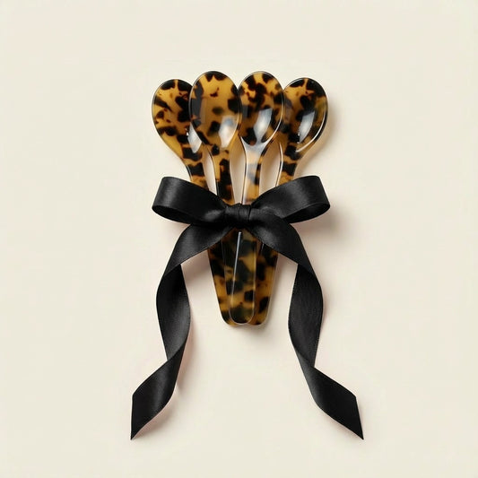 Acrylic Lepel Set met Luipaard print - 4 stuks